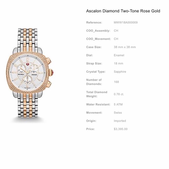 Michele Ascalon Diamond two-toned rose gold watch - Picture 4 of 8